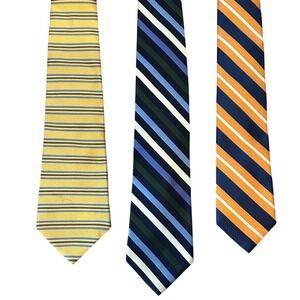Vintage Silk Regimental Stripe Tie Lot 3 Tommy Hilfiger Chaps 100% Silk Mens